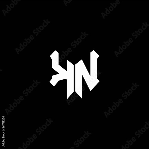 kn logo monogram with shield shape design template