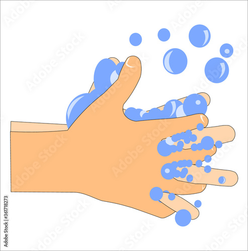 A vector of pair of hand with bubble to demonstrate frequent hand washing and best personal hygiene 