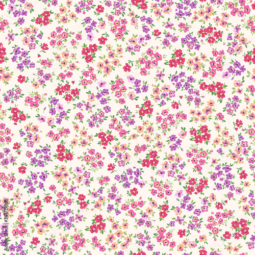 Hand drawn colorful flowers. Vector seamless pattern