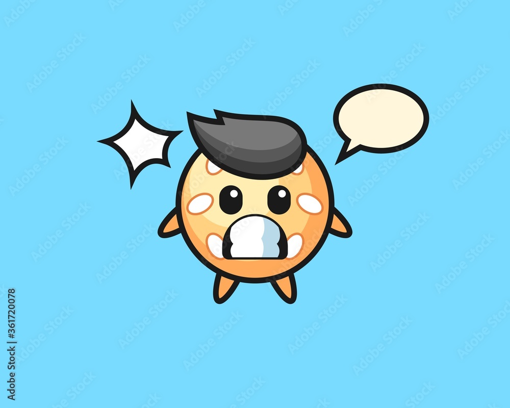 Sesame ball cartoon with shocked gesture Sesame ball cartoon with shocked gesture