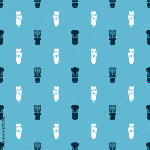 Set Shaving brush and Electrical hair clipper or shaver on seamless pattern. Vector