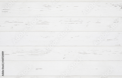 Weathered white wooden background texture. Top view surface of the table.