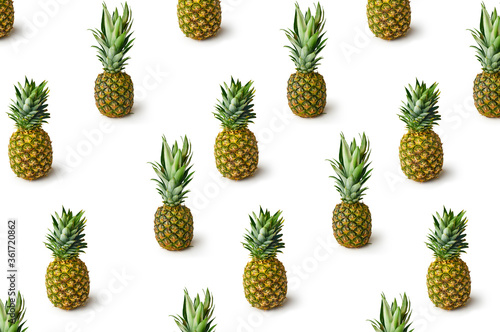 Pattern with pineapple isolated on white background
