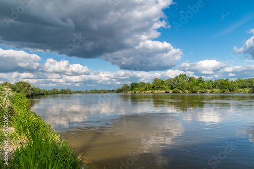 Beautiful landscape view in summer time on Bug river in Poland.
