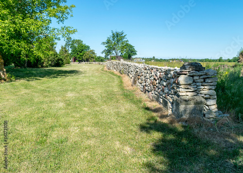 a low stone fence on the island of Saaremaa  Estonia