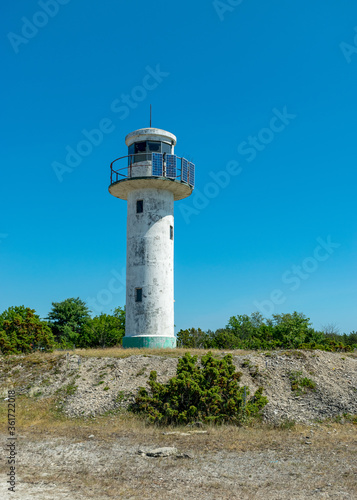 view of an old abandoned lighthouse by the sea  Saaremaa Island  Estonia