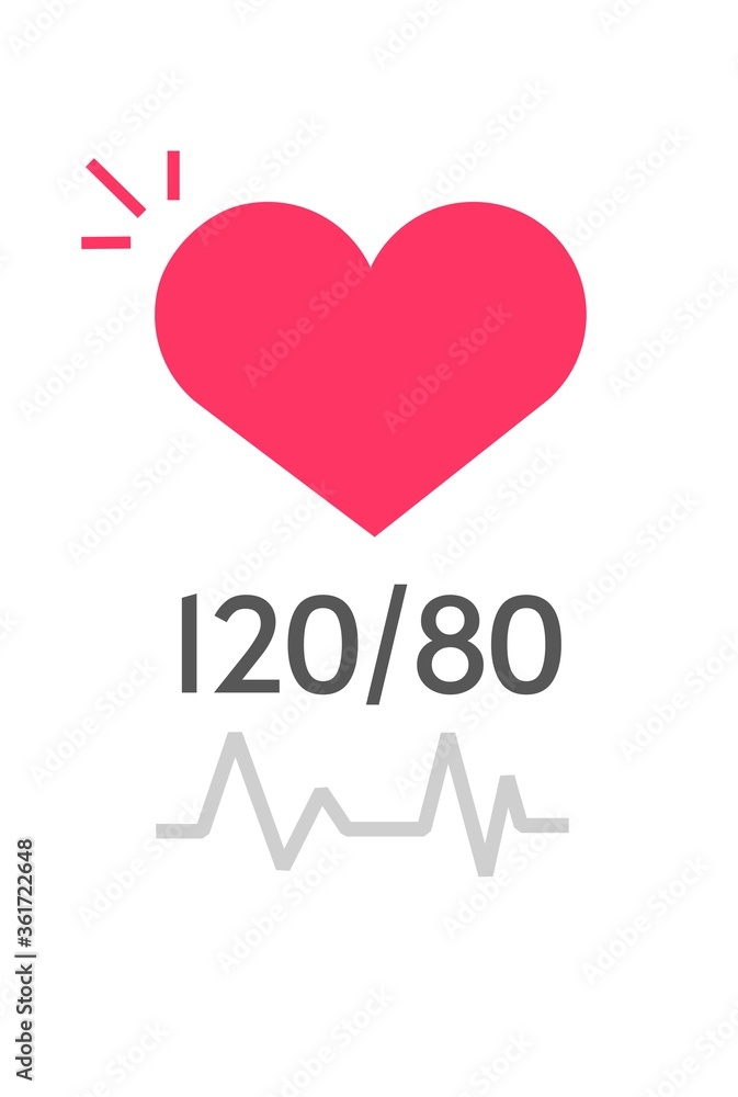 Heartbeat good blood pressure pulse as healthy heart alive icon vector and cardiogram line flat cartoon, cardiology beat concept symbol modern clipart sign