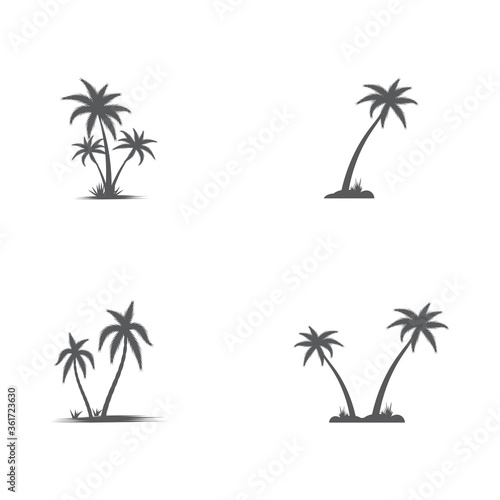 Set Palm tree summer logo template