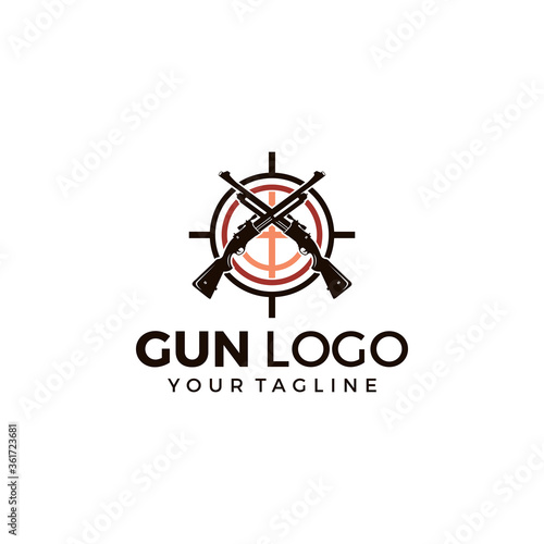Gun Logo Template. Military and Weapon Logo Design vector illustration