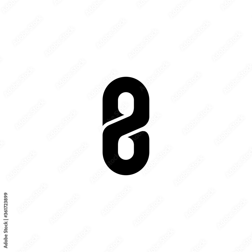 initial letter B logo, line art design template