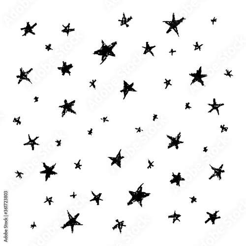 magic card banner poster design abstract sky stars, simple Nature doodle lines scandinavian style background grunge texture. Nursery decor trend of the season, black isolated on white. Vector