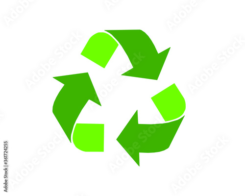 Green arrows recycle eco symbol vector illustration isolated on white background. Recycled sign. Cycle recycled icon. Recycled materials symbol. Recycled icon eps. 10