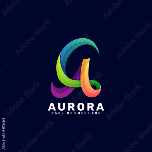 Vector Logo Illustration Aurora Gradient Colorful Style.