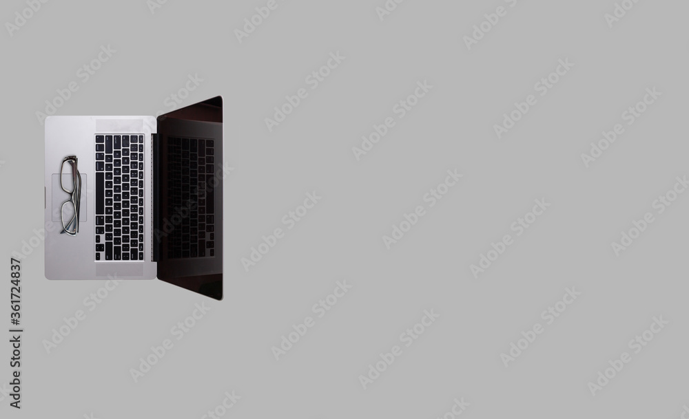 Modern laptop on gray background Modern laptop on gray background