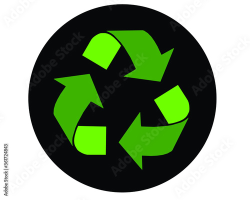 Green arrows recycle eco symbol vector illustration isolated on white background. Recycled sign. Cycle recycled icon. Recycled materials symbol. Recycled icon eps. 10