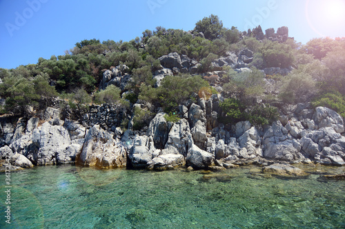 Beautiful Turquoise Cove and Clear Water Near Datca, in Mugla, Turkey  © Ridvan