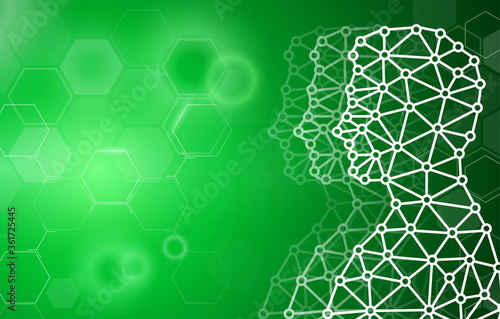 abstract background technology concept in green light,human body heal,technology modern medical science in future and global international medical with tests analysis clone DNA human