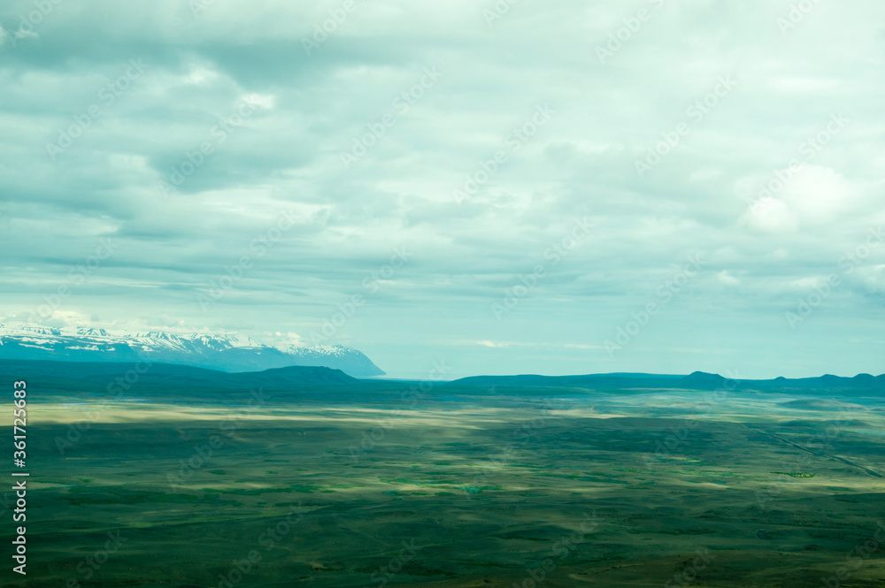 Obraz premium flight over lake myvatn iceland