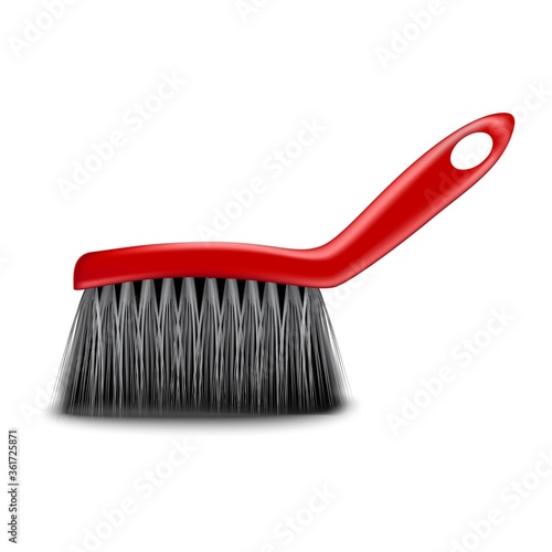 3d realistic vector kitchen or bathroom brush for cleaning dust or rubbish. Isolated on white background.