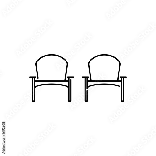 Icono plano lineal 2 butacas en color negro