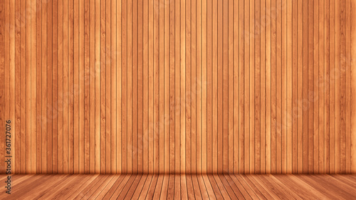 Concept or conceptual vintage or grungy brown background of natural wood or wooden old texture floor and wall as a retro pattern layout. A 3d illustration metaphor to time, material, emptiness, age 