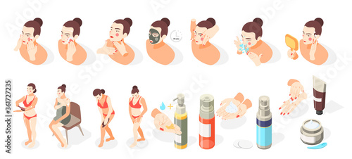 Skin Care Isometric Icons