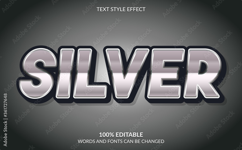 Editable Text Effect, Strong Bold Silver Text Style Editable Text Effect, Strong Bold Silver Text Style