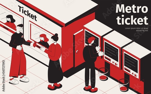 Metro Ticket Isometric Poster