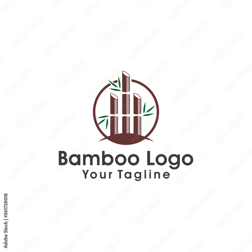 Fototapeta premium Bamboo logo template. Green bamboo trees vector design. Bamboo stem logotype