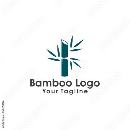 Bamboo logo template. Green bamboo trees vector design. Bamboo stem logotype