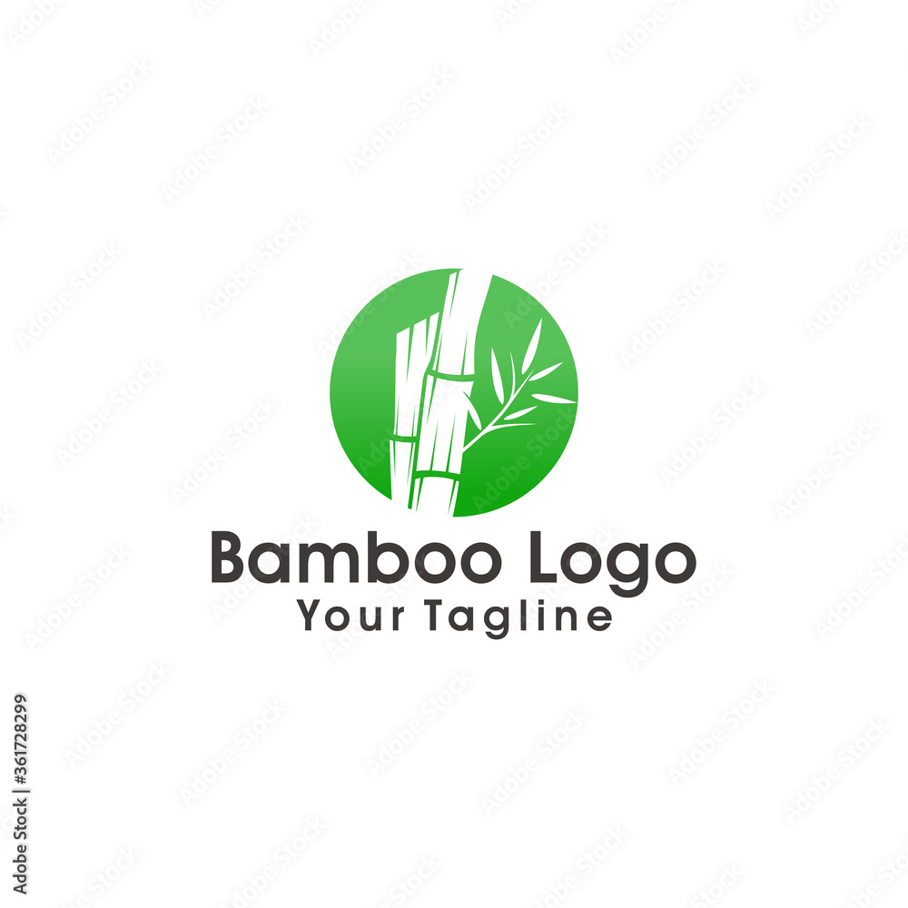 Fototapeta premium Bamboo logo template. Green bamboo trees vector design. Bamboo stem logotype