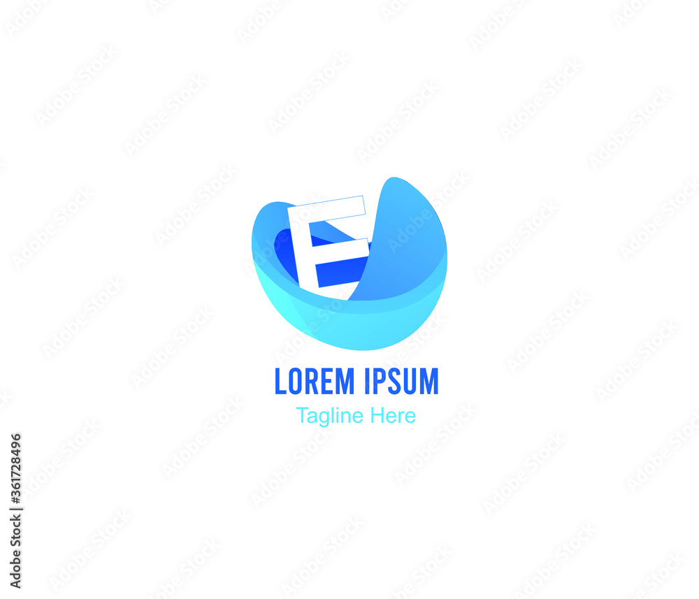 Blue 3D Logo With Letter E logo for company