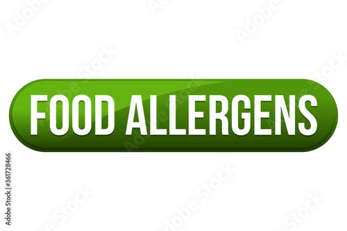 Food Allergens Button. Green eps10 Vector Badge.