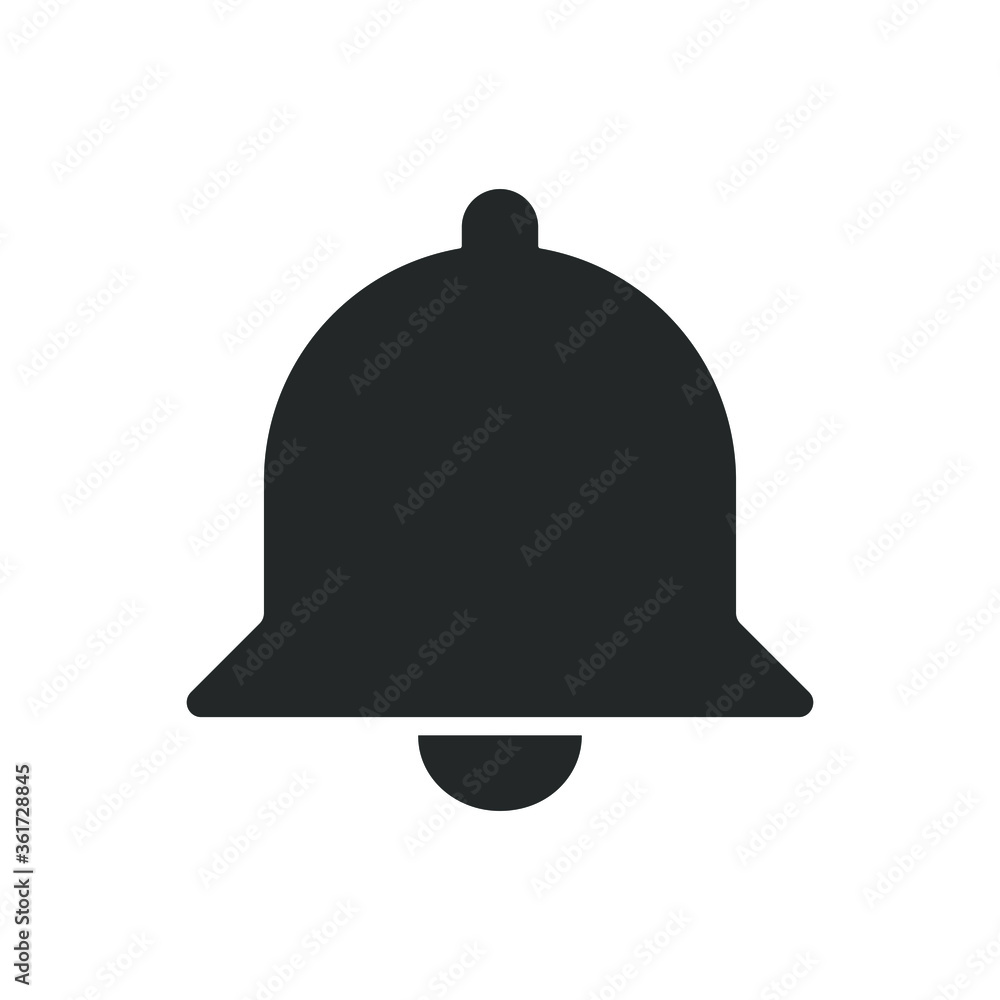 Bell icon vector. Notification and alarm symbol. Flat shape application interface sign button. Christmas decoration logo. Black silhouette isolated on white background. Bell icon vector. Notification and alarm symbol. Flat shape application interface sign button. Christmas decoration logo. Black silhouette isolated on white background.