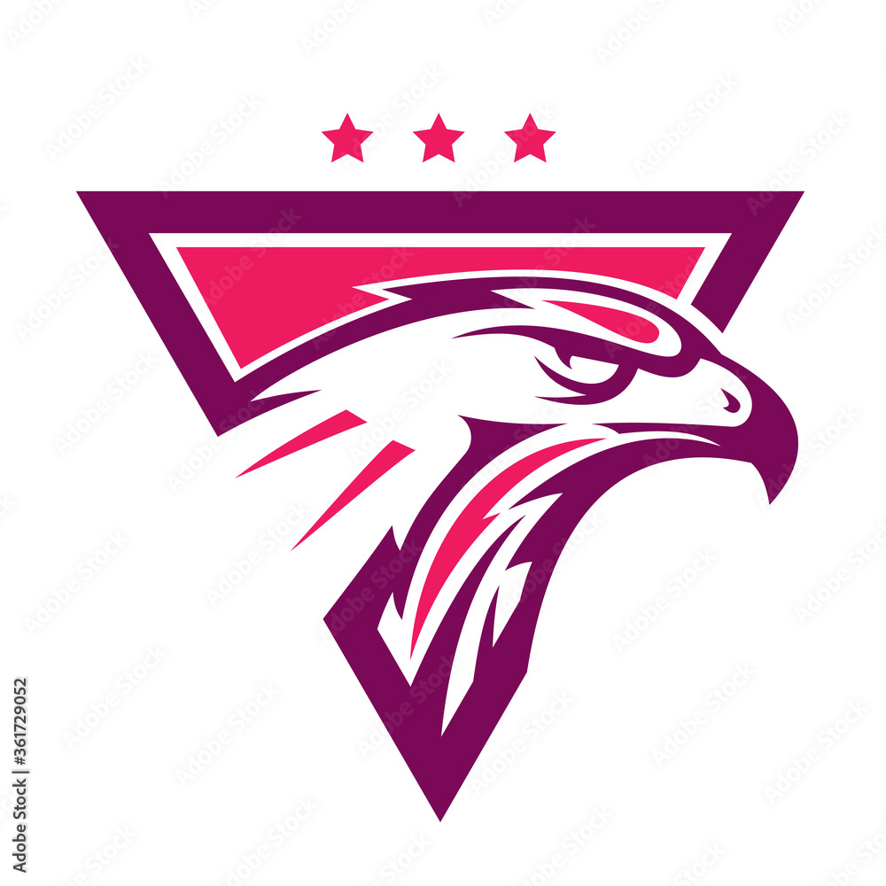 Abstract eagle or hawk head isolated on white background. Template for design mascot, label, badge, emblem or other branding. Vector illustration. Abstract eagle or hawk head isolated on white background. Template for design mascot, label, badge, emblem or other branding. Vector illustration.