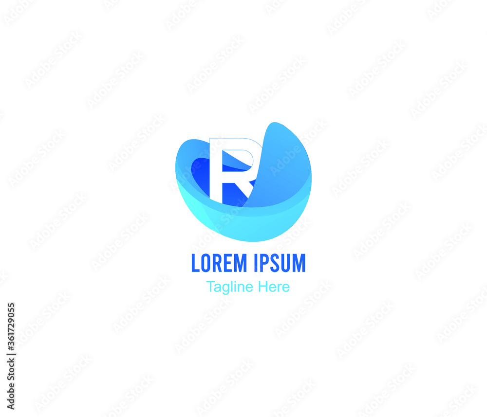 Blue 3D Logo With Letter R logo for company Blue 3D Logo With Letter R logo for company