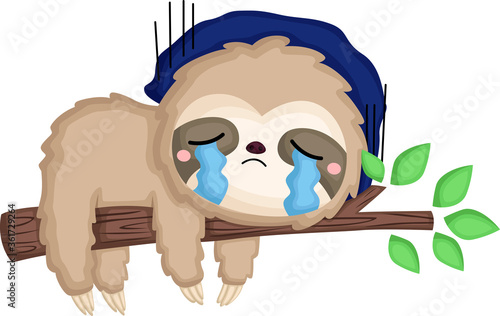 a vector of a sloth being really sad