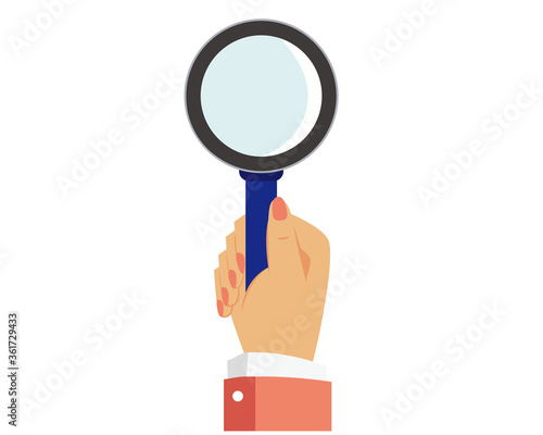 虫眼鏡を手に持ったベクターイラスト　ルーペのアイコン　