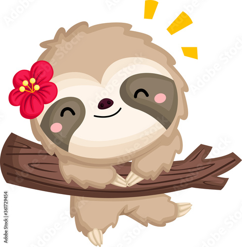 a vector of a cute happy vector hanging on a tree