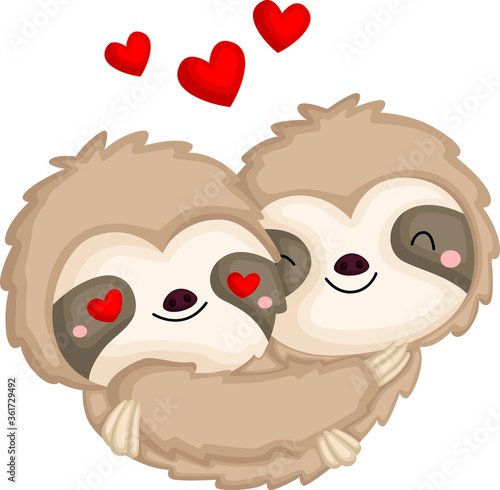 a couple of sloth in love hugging each other

