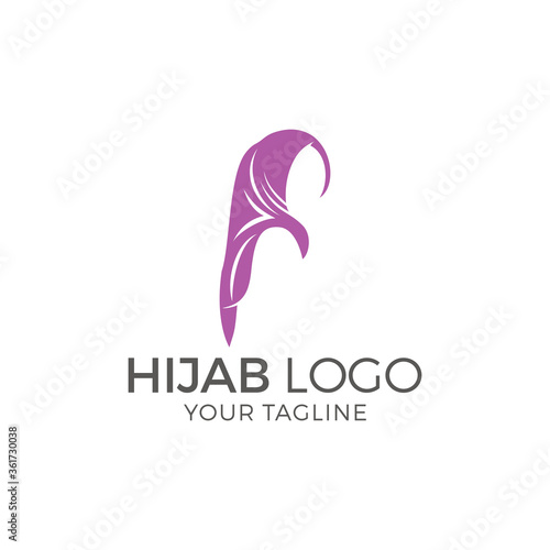Muslim female in hijab , logo design, vector illustration