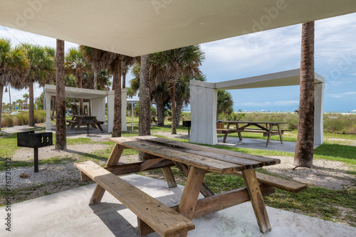 Siesta Key Beach, Florida - Covered picnic area and tables