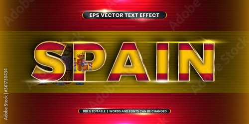 Editable text effect - Spain with its national country flag