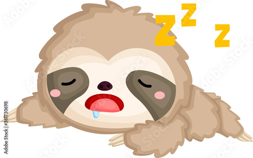 A vector of a cute sleeping sloth