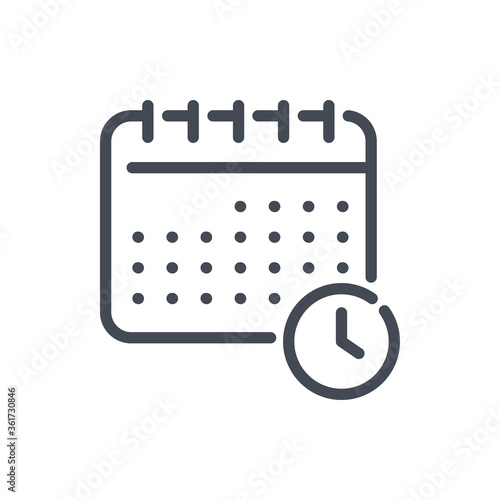 Schedule line icon. Calendar with Time Reminder vector outline sign.