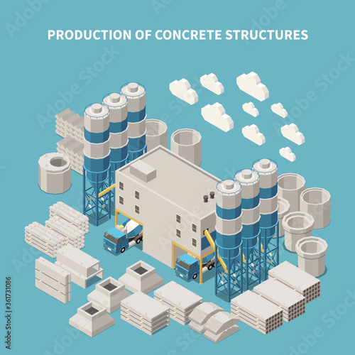 Isometric And Colored Concrete Cement Production Composition