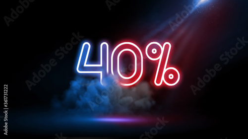 40% Offer | Design for sale campaign, Neon Light Text on Studio Background