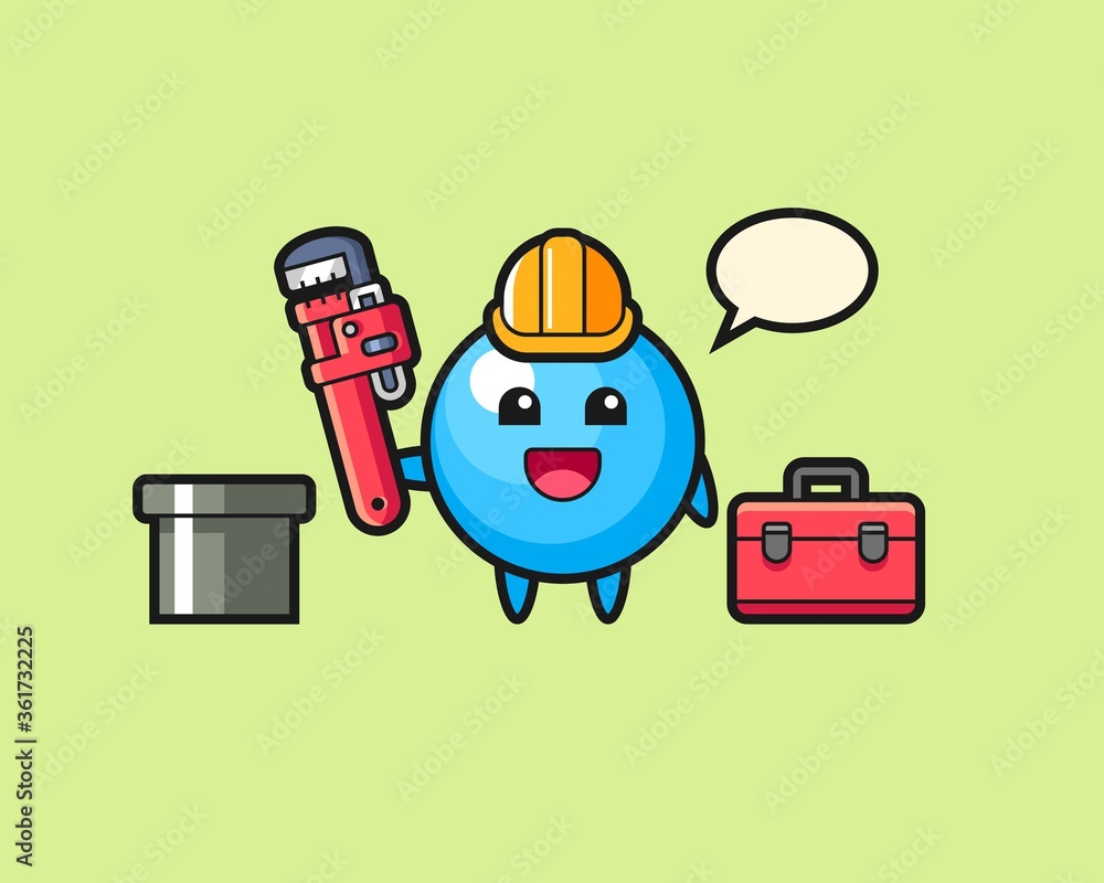 Fototapeta premium Gum ball cartoon as a plumber
