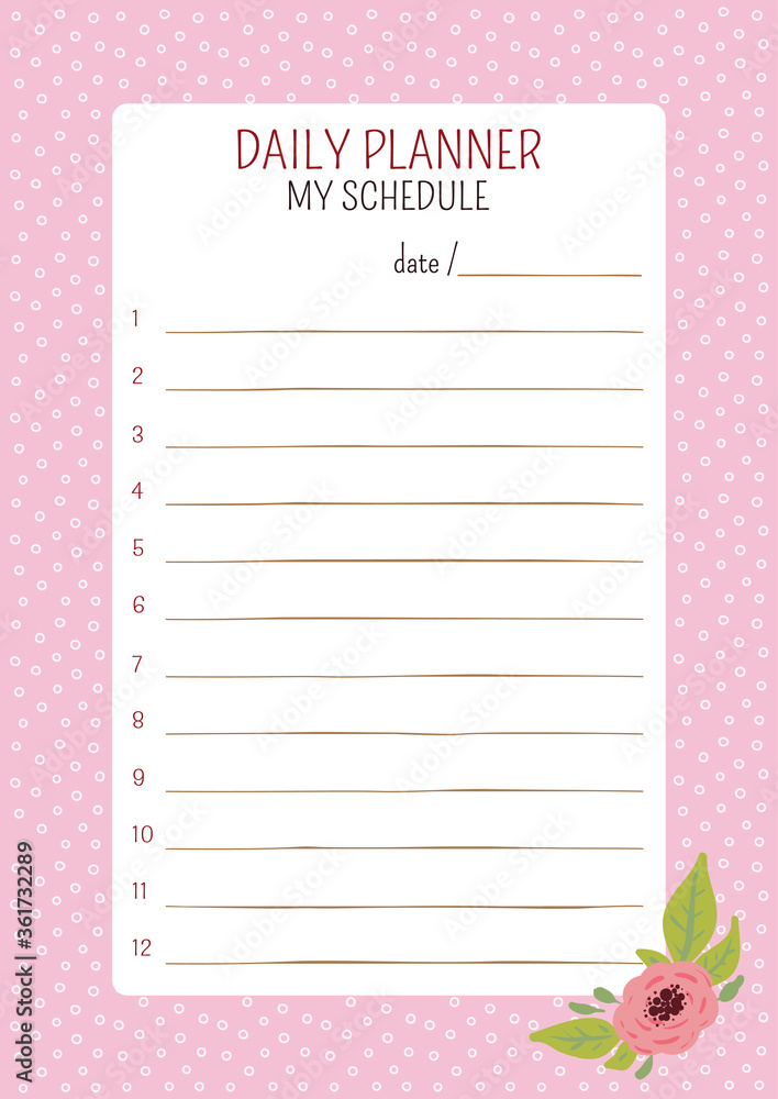Vector illustration of daily planning, notes, shopping list. Vector illustration of daily planning, notes, shopping list.