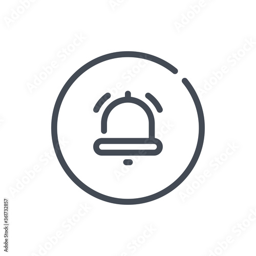 Bell in Circle line icon. Notification vector outline sign.